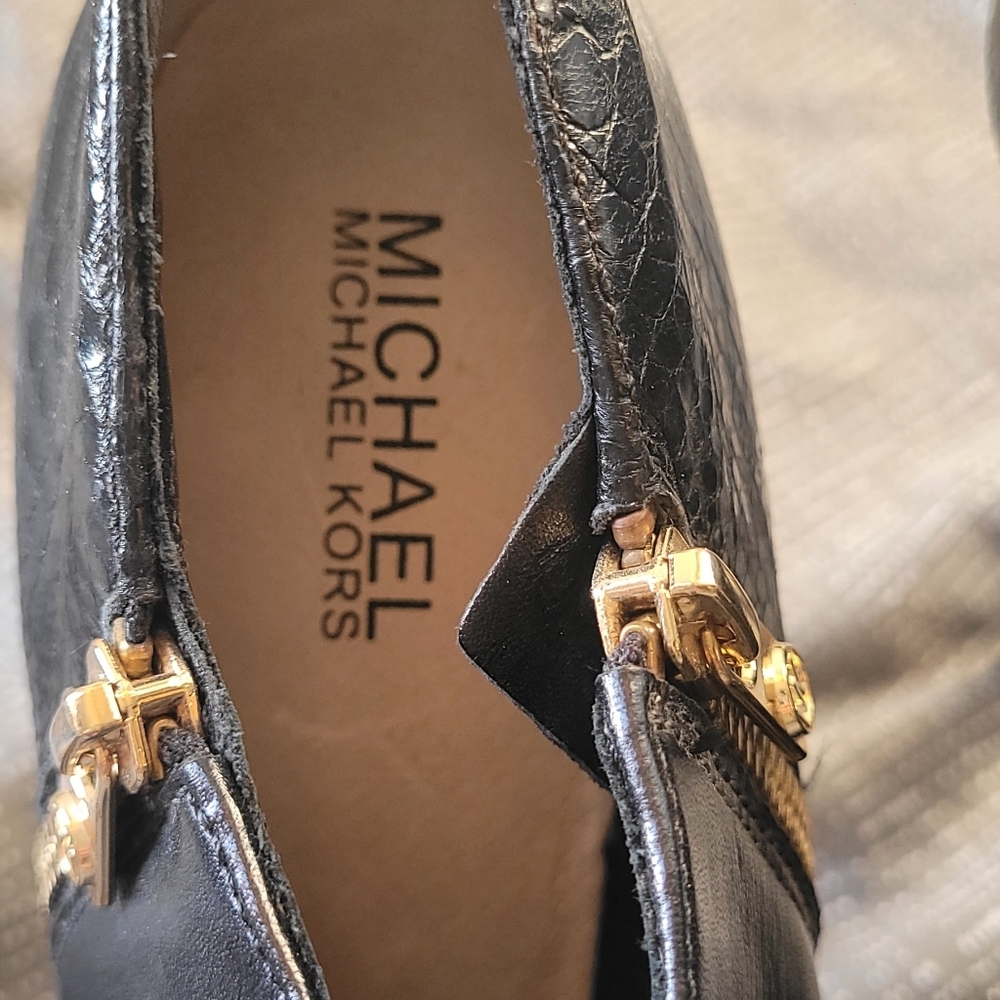 Michael Kors Black Leather & Python York Ankle Bo… - image 2